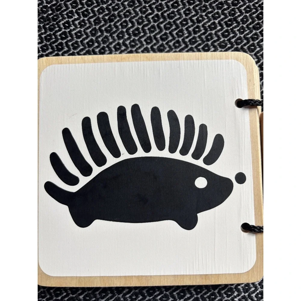 Lovevery Wooden High Contrast Animal Board Book Used From Looker Kit Black White